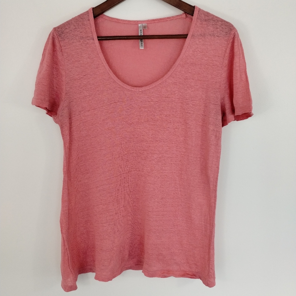 Banana Republic Pink Linen Scoop Neck Short Sleeve Tee T-Shirt Medium